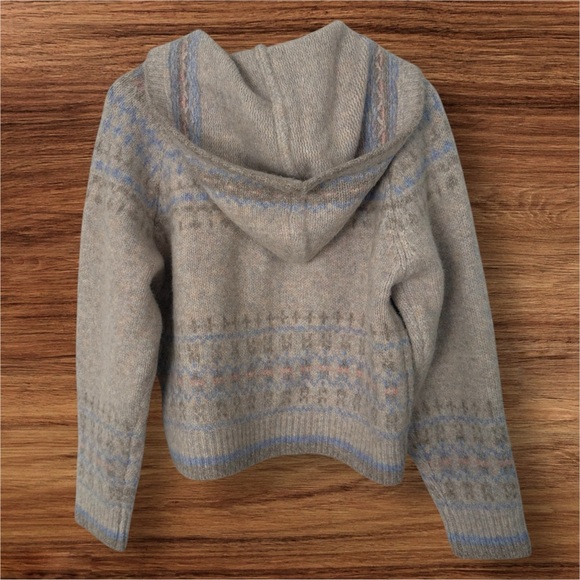 Elegant Gray Patterned Hooded Cardigan cottagecore - Picture 2 of 7